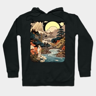 Japanese Zen Landscape Nature Scene Woodblock Painting Style Hoodie